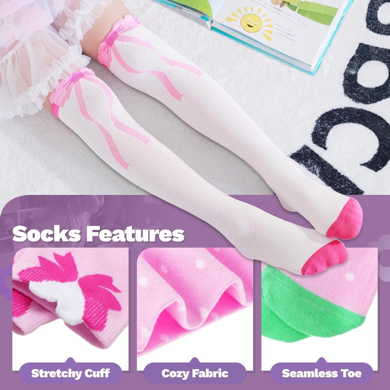 ANTSANG Kids Girls Knee High Socks Long Boot Crazy Silly Fun Gift Cute Tall Animal Socks for Child 6 Pairs - Image 4